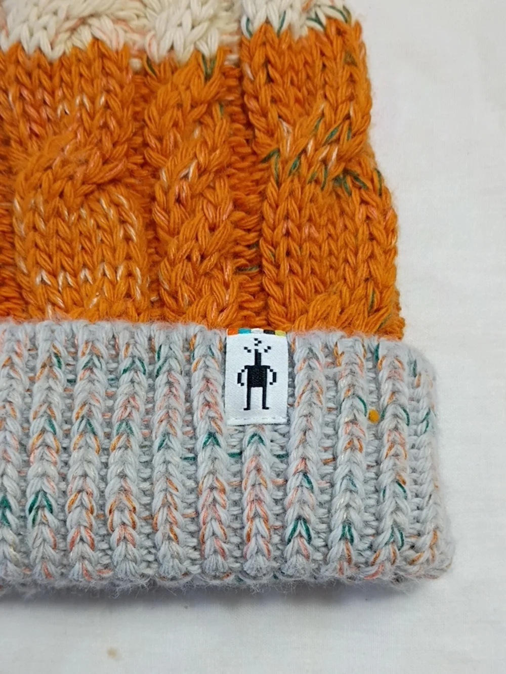 NWT Smartwool Girls Cable Knit Pom Beanie Isto Marmalade Size One Size Winter